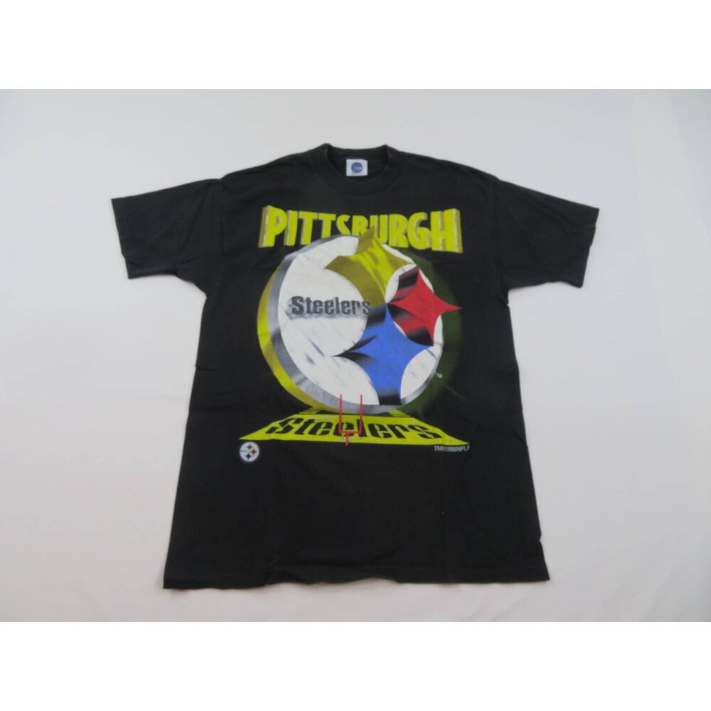 90s Pittsburgh Steelers Big Logo Black Gold T-shirt Sz L